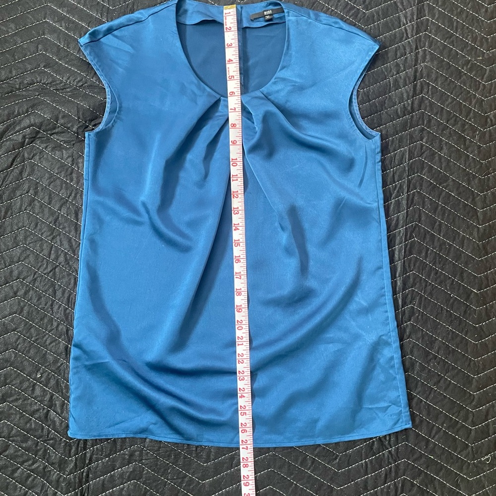 Boss Jewel Toned Sapphire Blue Satin Blouse - Picture 10 of 16
